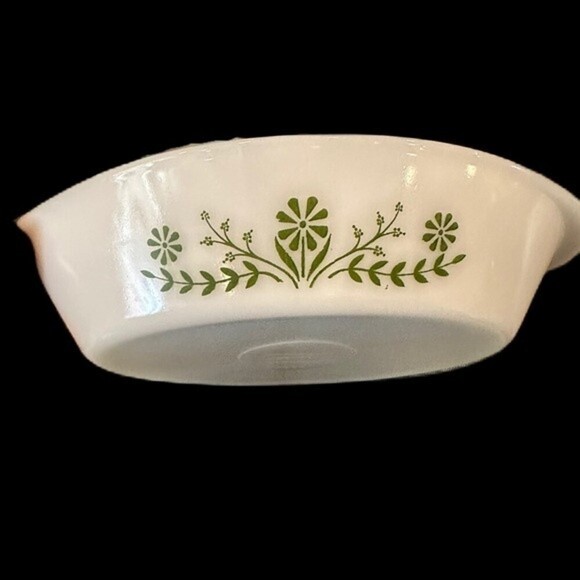 Vintage Glasbake Divide Bakeware Casserole Dish White&Green‎ Flower Pattern - Picture 4 of 13
